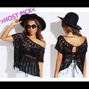 Fabulous Black Crocheted Top NWT